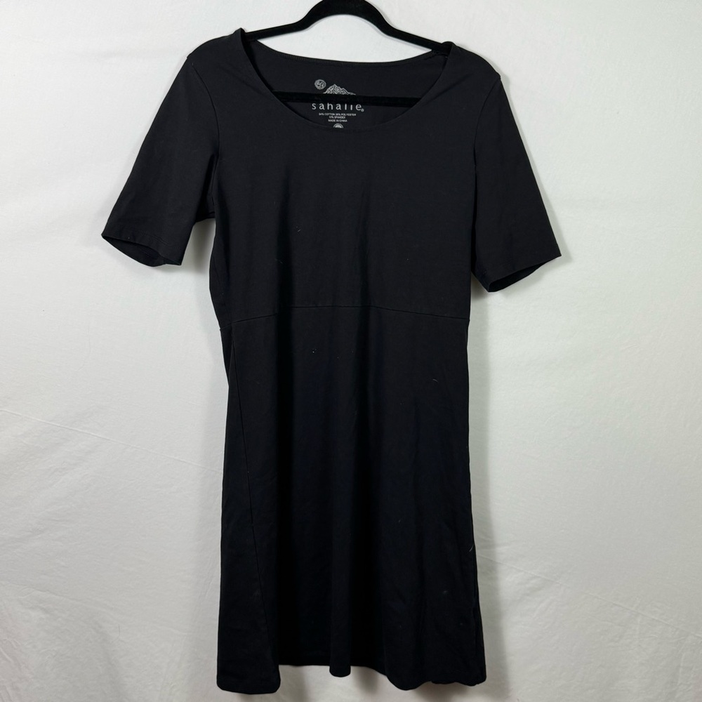 Sahalie Classic Black Short Sleeve Dress Womens Size M